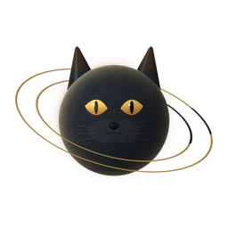 GATTO’s black cat planet with golden eyes