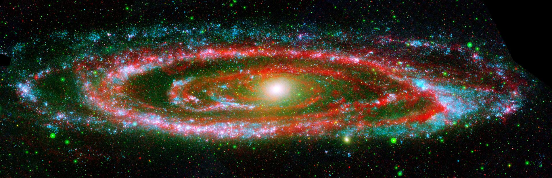 Andromeda galaxy in ultraviolet and infrared